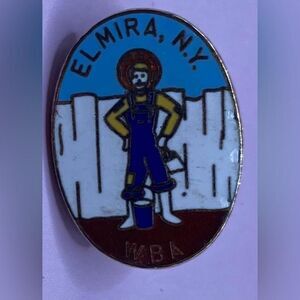 Elmira NY WBA Enamel Lapel Pin Painter White Fence Souvenir Butterfly Clutch 1"